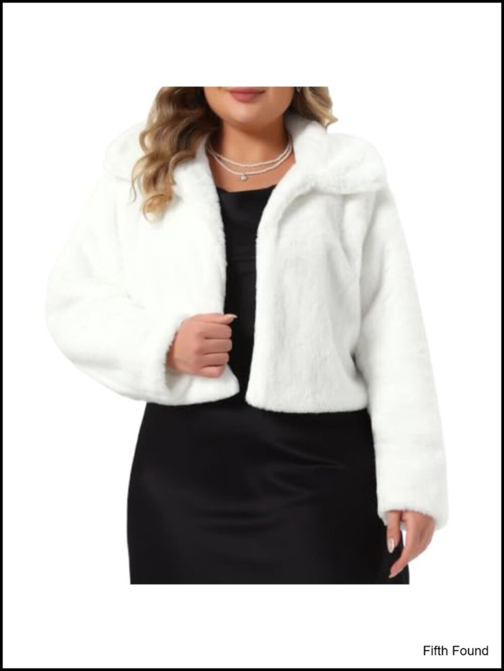 Plus Size Faux Fur Cropped Jacket Lapel Collar Winter Coat